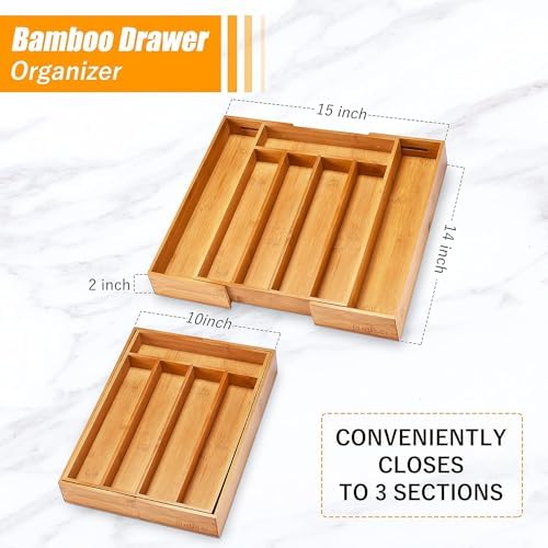 Kitchen Silverware Drawer Organizer and Storage Flatware Cutlery Utensil Holder Spice Rack Containers Bathroom Counter Cabinet Office Desk Makeup Drawer Tray Kitchen and Dining Tools Decor Accessories - Image 3