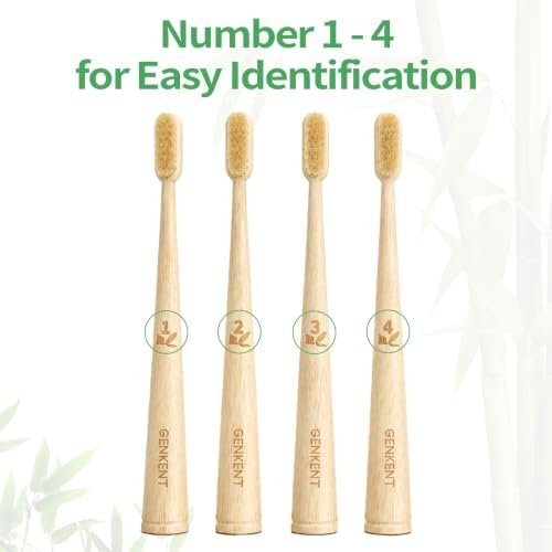 GENKENT Boar Bristle Bamboo Toothbrushes, 4 Pack, Natural Bristle Toothbrush Set - Image 5
