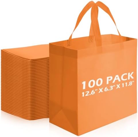 Reginary 100 PCS Non Woven Tote Bags Bulk,Orange by Reginary