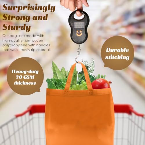 Reginary 100 PCS Non Woven Tote Bags Bulk,Orange, Brown, Yellow, Red - Image 7