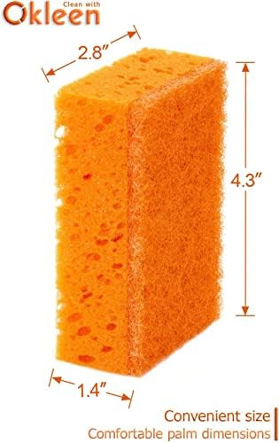 Orange Multi Use Scrub Sponge. Made in Europe. 18 Pack, 4.3x2.8x1.4 inches. Odorless Heavy Duty and Non Scratch Fiber. Durable and Delicate Scrubber for Oven and Stove, Bathroom and Basement - Image 5