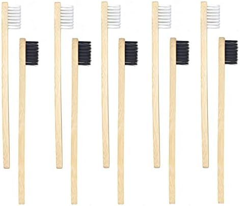 SEVENHEAD 10 PCS Kids Bamboo Toothbrushes Soft Bristles Wooden Toothbrushes, Natural Biodegradable BPA Free Eco Friendly Toothbrushes Black White by SEVENHEADSPRODUCT