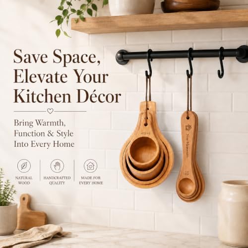 House Warming Gift New Home, Wooden Measuring Cups and Spoons Set, Housewarming Basket for Homeowners Couple Women, Closing Gifts for Home Buyers, First Apartment Kitchen Gadgets for Cooking & Baking - Image 5