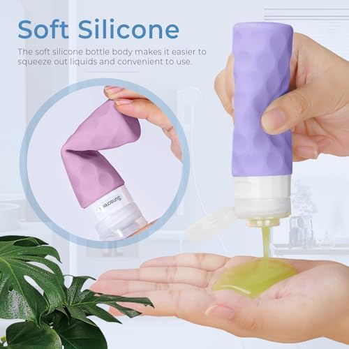 Silevoler 16pack Travel Bottles for Toiletries, TSA Approved Travel Size Containers Set, Leak Proof Refillable Liquid & Creams Toiletries Accessories Kit W/Toiletry Bag (Purple) - Image 3