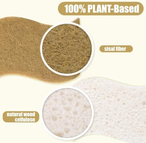 5 Pack Plant‑Based Kitchen Sponges, Biodegradable Dish Scrub Pads, White - Image 2