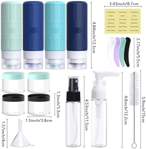 GLAMFIELDS Travel Bottles for Toiletries,TSA Approved 3.3oz Size LeakProof Silicone Toiletry Containers for Shampoo, Conditioner,Easy to Squeeze，Portable Travel Essentials for Lotion(18 Pack) Blue - Image 2