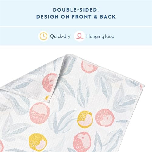 ELYN Microfiber Kitchen Dish Towel & Dish Cloth Set, Quick-Dry & Absorbent Waffle Weave Cleaning Cloths, Set of One Kitchen Towel & Two Washcloths, Paper Towels Alternative (Oranges & Gingham) - Image 4