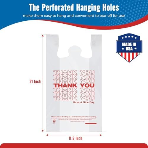 Fuxury 3000 Count - 3K Plastic Thank You T-shirt Bags White (11.5" x 6.5" x 21"), Grocery, Take Out, To Go, Retail Shopping Bags for Business in Bulk - Image 2