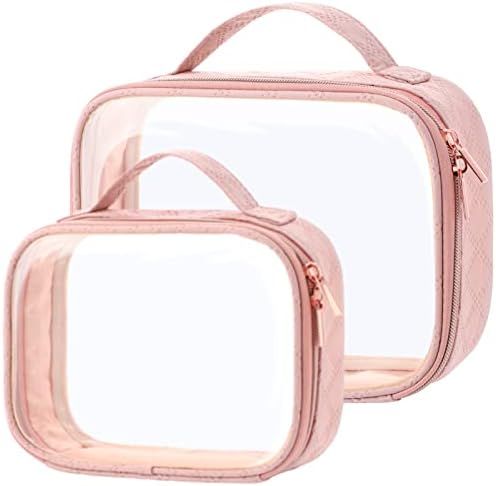 PACKISM Clear Makeup Bag Travel - TSA Approved Toiletry Bag, 2 Pack Pink by Packism