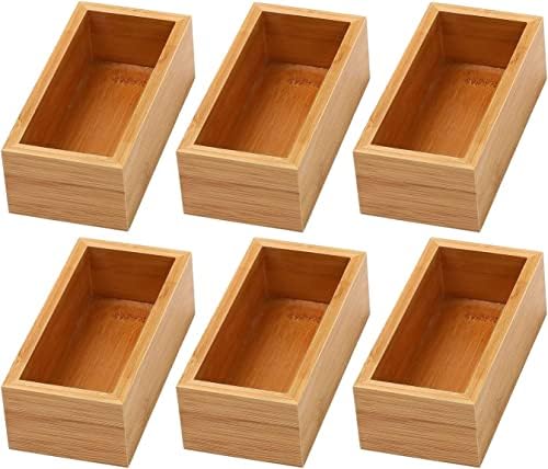 YBM Home Bamboo Drawer Organizer Storage Box for Kitchen Drawer, Junk Drawer, Office, Bedroom, Children Room, Craft, Sewing, and Bathroom, 6 Pack 3x6x2 inch by YBMHome