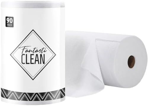 Fantasticlean Microfiber Cleaning Cloth Roll- 90 Sheets, 12" x 12" (White) by Fantasticlean