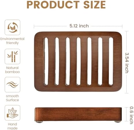 Curved Slotted Wood Soap Dish, 1 Pack, Dark Brown - Image 2