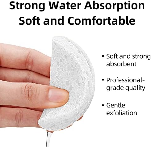 60-Count Compressed Facial Sponges|100% Natural Kickleen Cellulose Cosmetic Spa Sponges for Daily Facial Cleansing|Makeup and Mask Removal | Exfoliating | Skin Massage | Pore Exfoliation(White) - Image 3