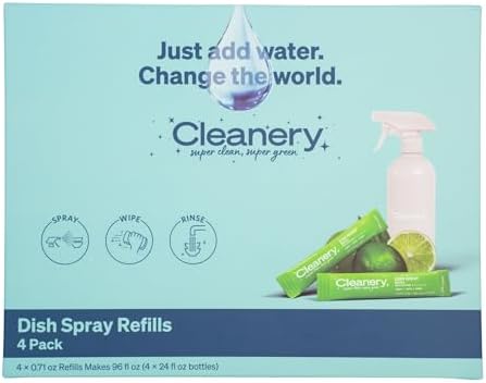 Dish Spray Cleaner Powder Concentrate Refills 4 Pack, Makes 24 fl oz Each, Tahitian Lime - Image 2