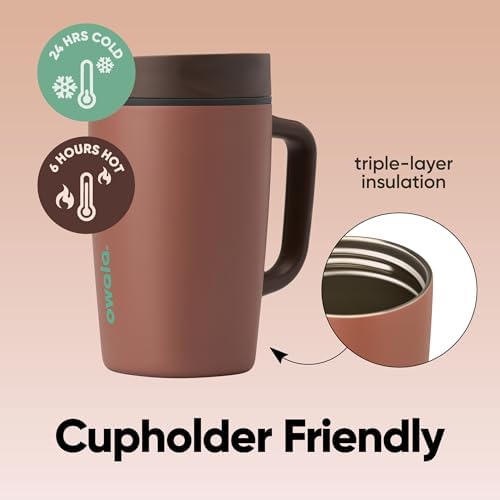 Owala SmoothSip Slider Stainless Steel Insulated Travel Mug with Handle, 100% Leak Proof, For Hot and Cold Drinks, Travel Friendly with Sliding Lock Lid, 12oz, BPA Free, Leak Proof, Cozy Cocoa - Image 3