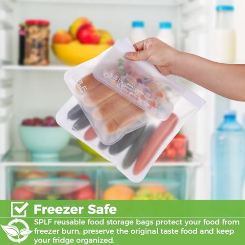 SPLF 6 Pack Dishwasher Safe Reusable Gallon Freezer Bags, White - Image 5