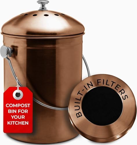 Epica Kitchen Compost Bin for Kicthen Countertops, 1.3 Galllon - Copper by Epica