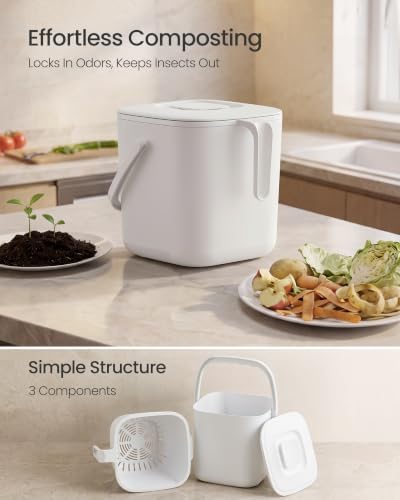 SONGMICS Compost Bin for Kitchen Counter, Plastic, 1-Gallon (4 L) - Image 3