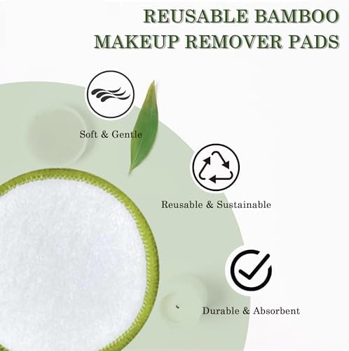 Chloven Reusable Cotton Rounds 30 Pack Washable Bamboo Makeup Remover Pads - Image 2