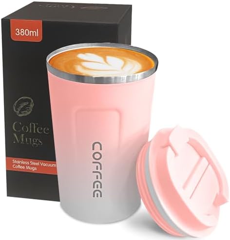Insulated Travel Coffee Mug, Stainless Steel Coffee Cup with Leakproof Lid by YINBAOGE