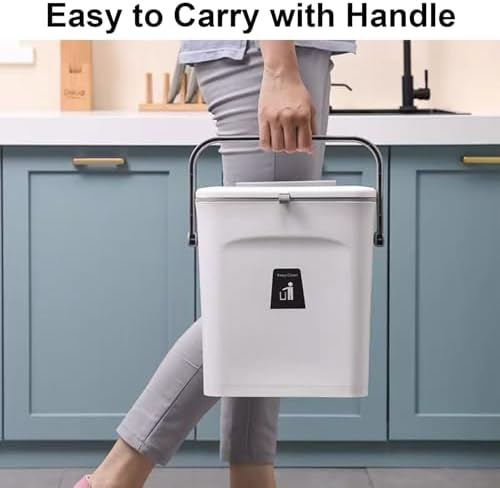 LALASTAR Small Trash Can with Lid, Kitchen Compost Bin for Countertop or Under Sink, Plastic Hanging Waste Basket for RV/Office/Bedroom/Dorm, Mountable, 9L/2.4 Gal, White - Image 5
