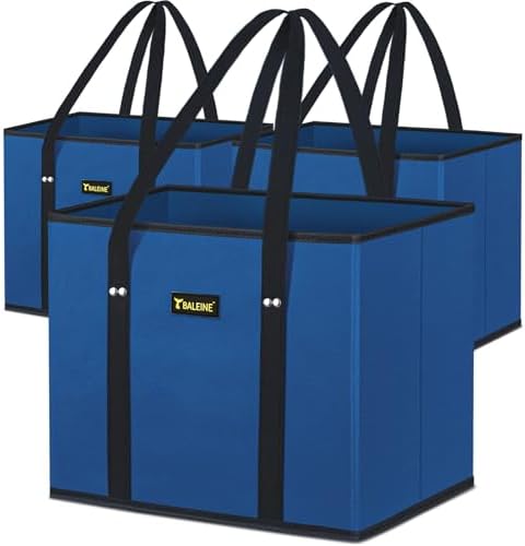 BALEINE 3PK Reusable Grocery Bags, Heavy Duty Shopping Tote Bag by BALEINE