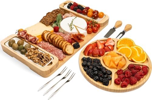 Charcuterie Boards Set, Bamboo Cheese Tray with Serving Accessories by Bamb%C3%BCsi