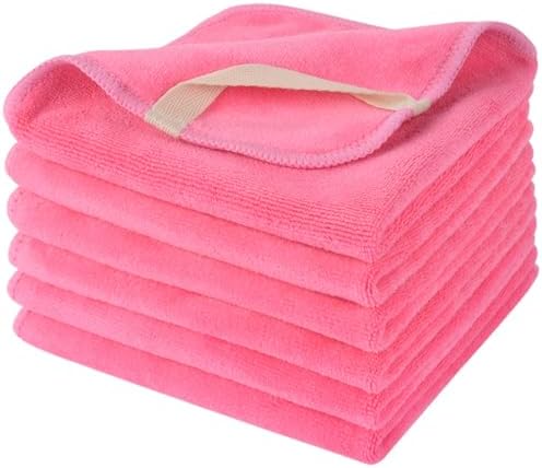 SINLAND Microfiber Facial Cloths Fast Drying Washcloth 12inch x 12inch Dark pink 6 pack by SINLAND