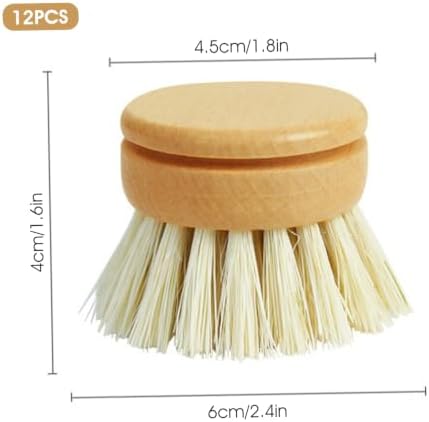 12 Pcs Wooden Dish Brush, Palm Size Reusable Dish Brushes with Sisal Bristles and Wooden Handle for Pots and Pans Kitchen - Image 6