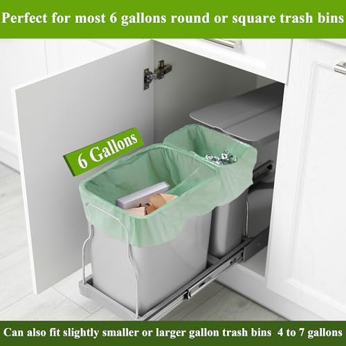 C Crystal Lemon 50 Count Biodegradable Kitchen Food Waste Bags - 6 Gallon Scraps Bags - Heavy Duty Compostable Waste Bags for Kitchen - Unscented Trash Bags 6 Gallon for Yard, Food (Pack of 2) - Image 5