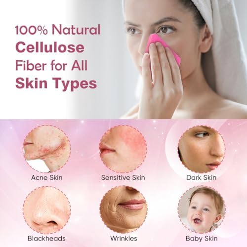 AIDEA Compressed Facial Sponges, 96Count, Fcae Sponges for Cleansing, Pink - Image 2