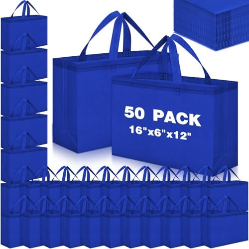 Windyun Reusable Grocery Bags Large Non Woven Shopping Bags with Handles Foldable Portable Tote, 16x6x12 Inch by Windyun