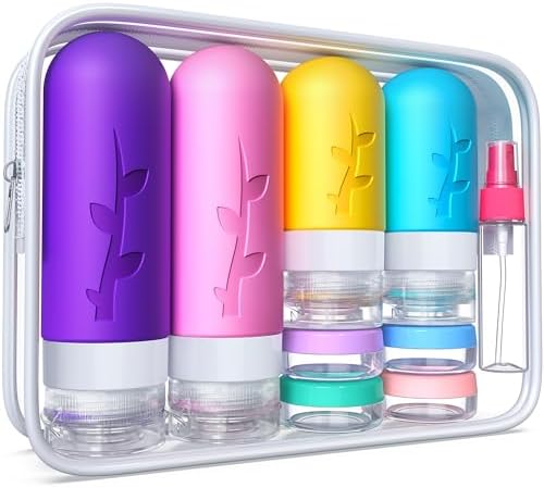 Tocelffe Travel Bottles,TSA Approved Containers for Toiletries, Silicone Leak Proof Refillable Liquid 3oz 2oz Travel essentials for Shampoo Conditioner Lotion BPA Free - Pack of 18 by Tocelffe