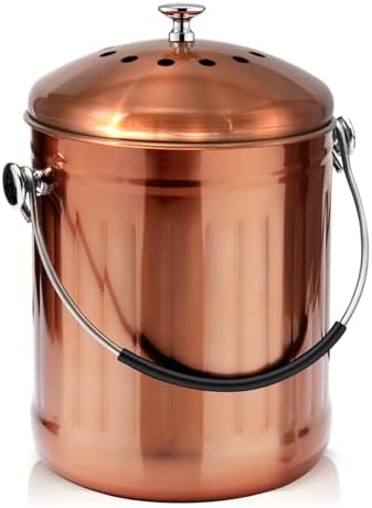 ENLOY Kitchen Countertop Compost Bin, 1.3 Gallon, Stainless Steel, Copper by ENLOY