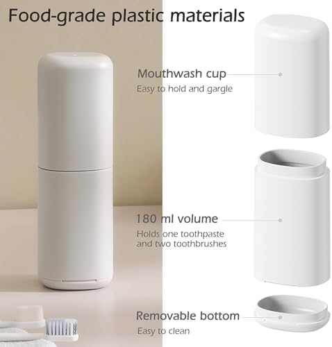 Portable Travel Toothbrush Case with Gargle Cup - Hard Shell Toothbrush Holder & Toothpaste Container, Detachable Bottom for Easy Cleaning, Matte BPA-Free Organizer for Business Trip, Camping, Gym - Image 5