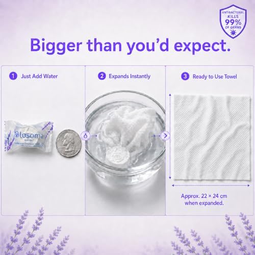 Lavender Compressed Towels for Camping & Outdoors – Antibacterial Instant Expandable Face Towels, Biodegradable Disposable Cotton, Pack of 25 - Image 6