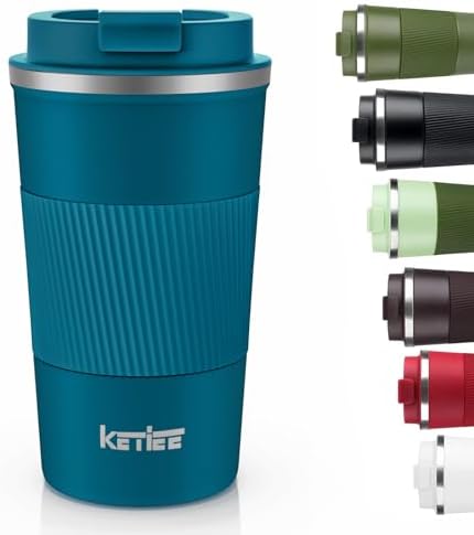 KETIEE Travel Coffee Mug 12oz: Insulated Coffee Cup with Leakproof Lid, Coffee Tumbler, Vacuum Stainless Steel Reusable Coffee Cups, Coffee Mug to Go for Hot/Iced Water (Blue) by KETIEE