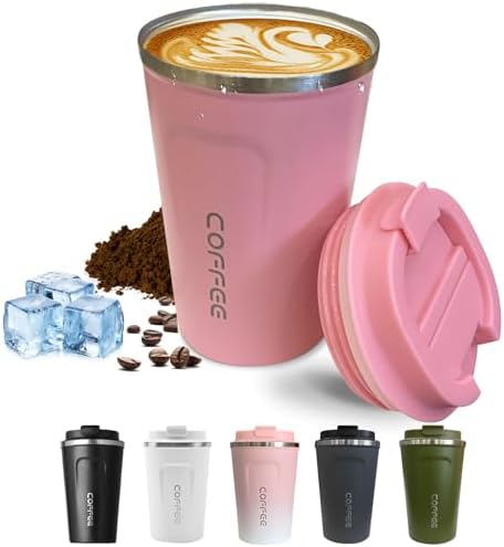 SPLMIFA Travel Coffee Mugs Leak-Proof, Reusable Coffee Cups with Lids, Stainless Steel Vacuum Insulated Coffee Tumblers, Thermal Insulation Cups for Men and Women Hot & Cold Drinks(2nd-Pink, 17OZ) by SPLMIFA