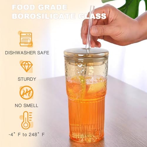 JunVpic Glass Coffee Tumbler, 20 oz Glass Cup with Lid and Straw - Image 2