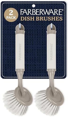 Farberware Dish Brush with Handle, 2 Pack, Firm Bristles by BestBrands