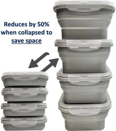 Cocina Vida Collapsible Silicone Food Storage Containers with Airtight Lids | Kitchen Stackable Lunch Box Microwave Dishwasher Safe| Set of 4 Silicone Food Storage Containers - Image 2