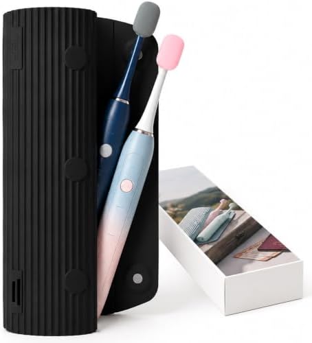 Electric Toothbrush Travel Case with 2 Head Covers, Black by GIURKUU