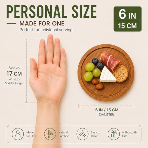 Wedding Favor Charcuterie Board Set with Knife & Fork, 6-Inch Small Personal Serving Tray, Bridal Shower & Baby Shower Game Prize Gift, Storage-Ready PP Case，Acacia - Image 2