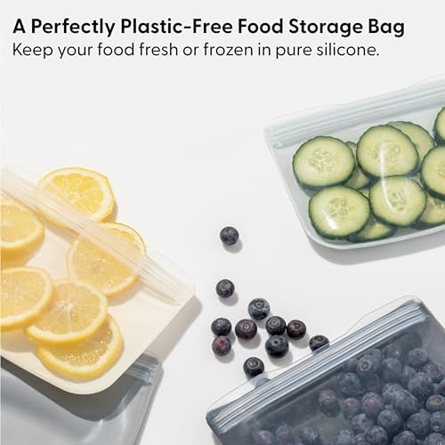 W&P Porter Silicone Reusable Storage Bag, Sandwich (46oz Flat), Oat, Food Storage Container, Microwave and Dishwasher Safe, Easy Cleaning - Image 2