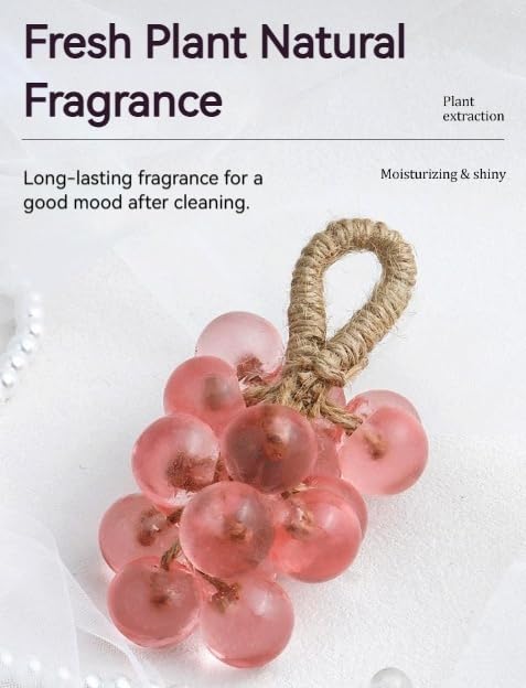 Grape Soap, Handmade Grape Soap on a Rope, Crystal Grapes Shaped with Natural Ingredients, Christmas Decorative Hand Soaps for Washing Hands & Fresh Air, Gift Choice for Women Men (Lemon)