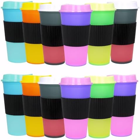 Color Changing Cups, 5 Pack 24oz Plastic Tumblers, Reusable Iced Coffee & Smoothie Cups with Lids and Straws for Parties and Travel (Hot coffee, 12 Pack) by Alohastarttg