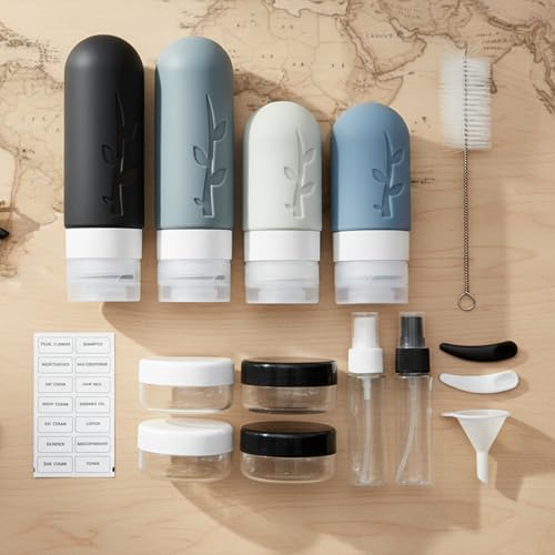 DEPOZA 16-Pack Travel Bottles for Toiletries with Clear Bag, Black - Image 2