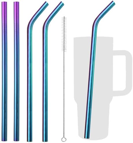 VEHHE 4 Pack 12.5-inchs Long Reusable Straws, Stainless Steel Straws by VEHHE