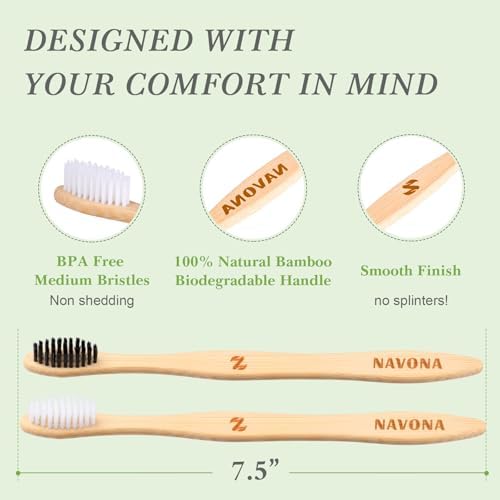 10 PCS Bamboo Toothbrushes, Individually Wrapped Wooden Toothbrushes Bulk - Image 4
