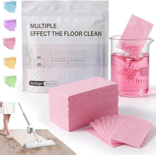 2026 Multi-Effect Floor Clean Tablets, 100 Piece Floor Cleaning Tablets Multi-surface Cleaner, All Purpose Floor Cleaning Solution Tablets for Hardwood, Tile, Vinyl Floors, Laminate (Pink, 100PCS) by Unknown